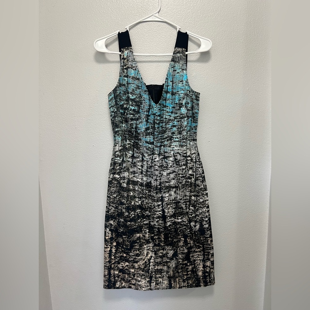 Elegant Black and Blue Patterned Women's Dress